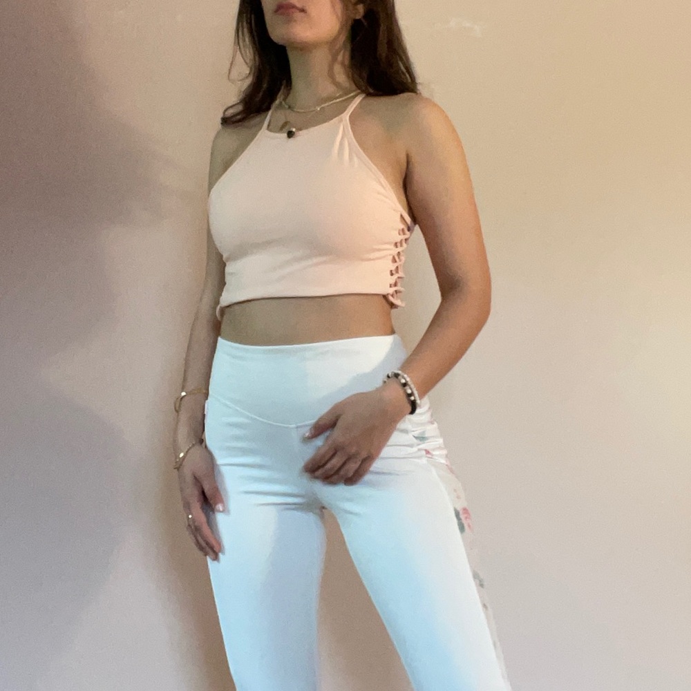Coral halter top/Sports bra